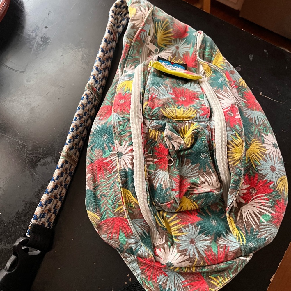 Floral Sling Bag with Rope Strap